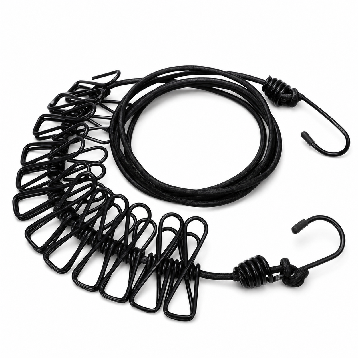 Tendedero portátil elástico con 12 pinzas Maitena — ganchos incluidos, ideal para viajes.