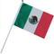 Banderita de Mano México – 30×45 cm, Palo Blanco con Remate Dorado, Escudo Nacional