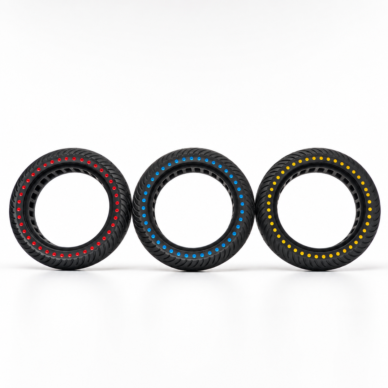Llanta para scooter eléctrico 8.5 × 2.0 — con puntos de color.