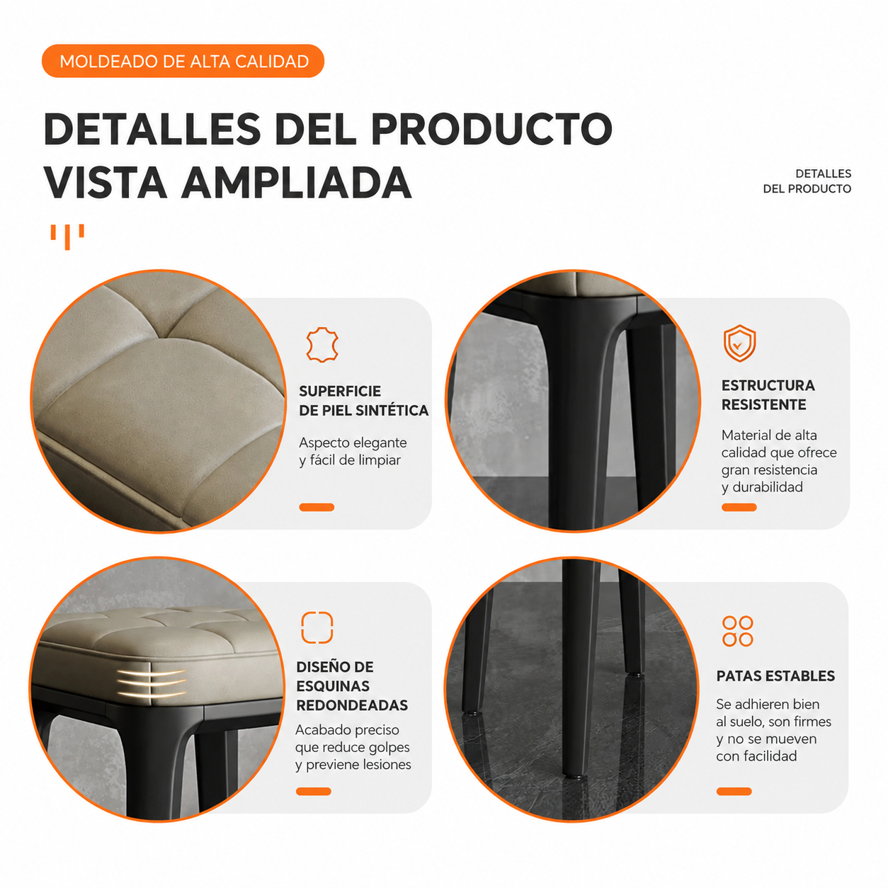 Taburete cuadrado tapizado para el hogar, taburete apilable para el salón, taburete sencillo y elegante para la mesa de comedor, taburete para el tocador del dormitorio, taburete para el tiempo libre