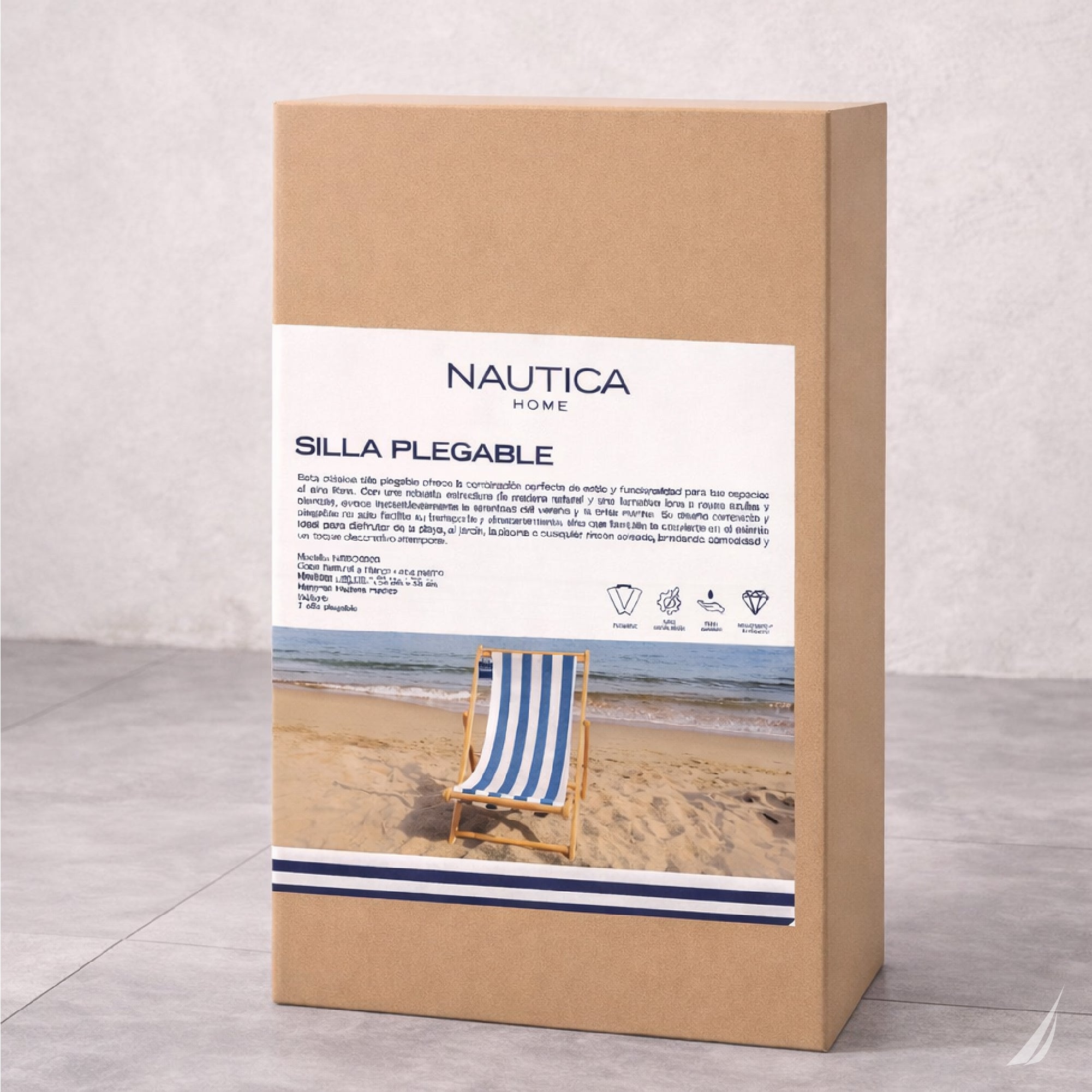 Silla Plegable Playa Madera Nautica Rayas Jardin Terraza