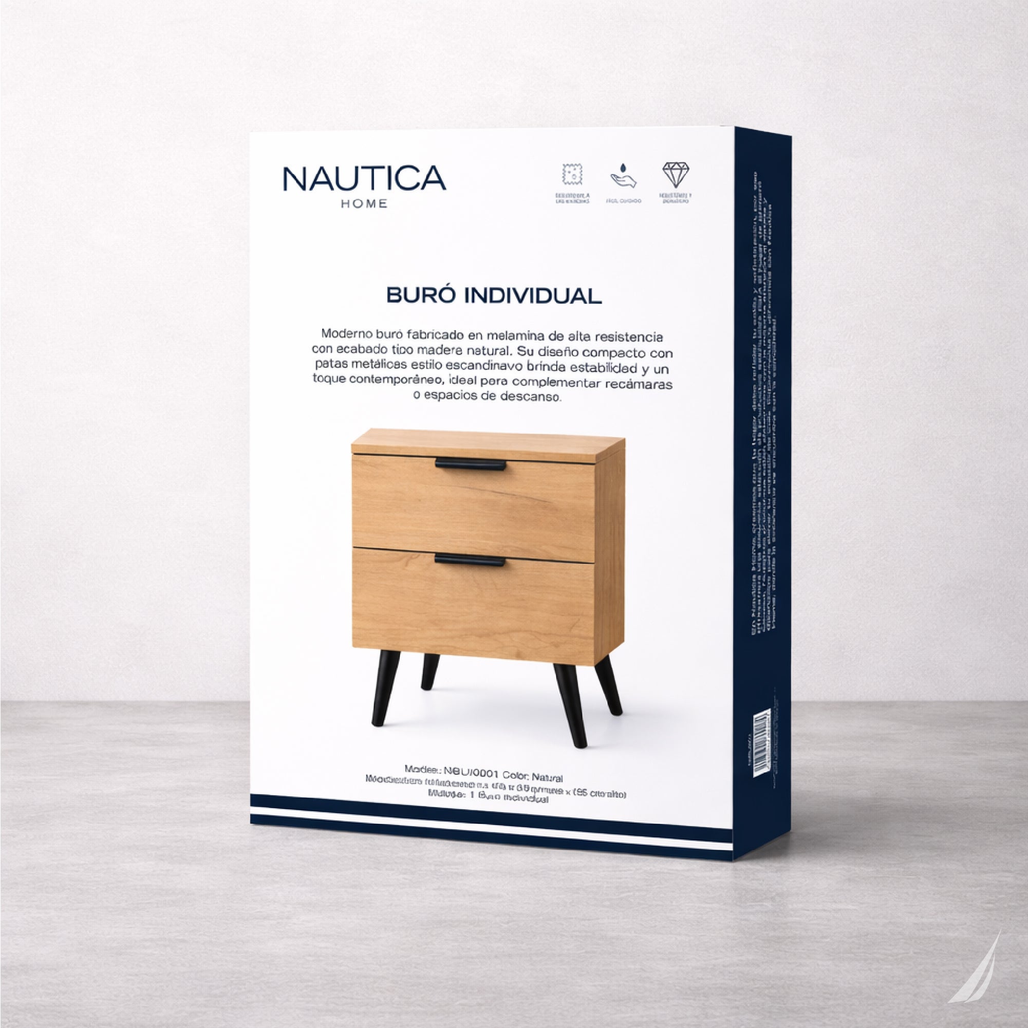 Buro Individual Nautica Home 2 Cajones Moderno Madera