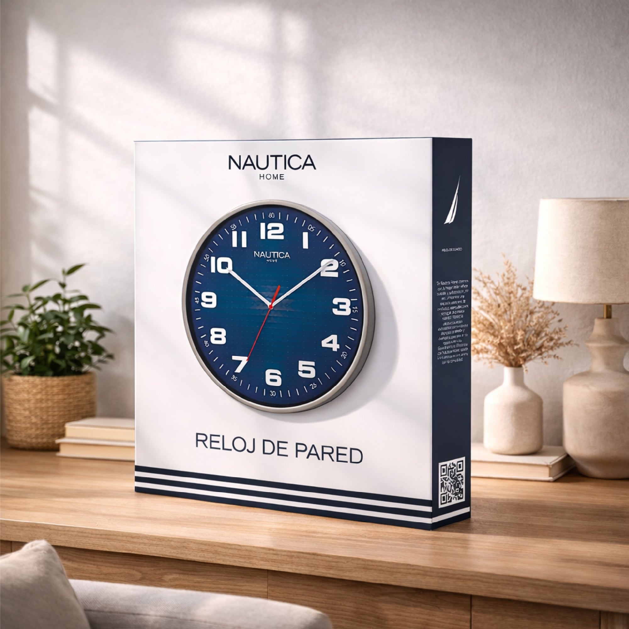 Reloj Pared Nautica Madera Elegante Decorativo Silencioso