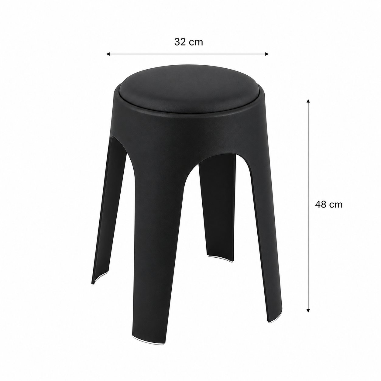 Taburete de plástico tapizado de estilo nórdico, taburete redondo apilable, robusto y resistente, ideal para salones, comedores y como taburete alto para recibir invitados.
