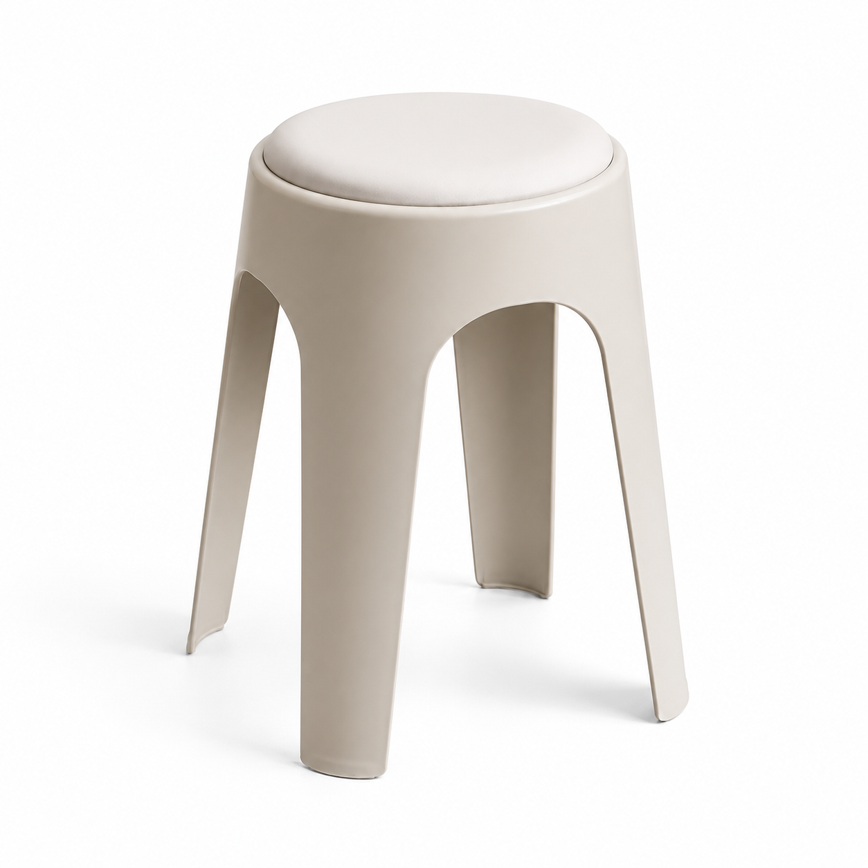 Taburete de plástico tapizado de estilo nórdico, taburete redondo apilable, robusto y resistente, ideal para salones, comedores y como taburete alto para recibir invitados.