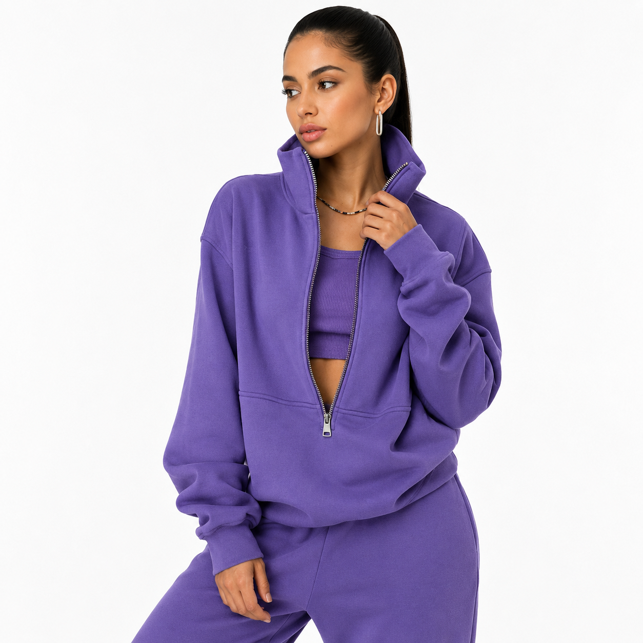 Conjunto deportivo mujer Camelia — sudadera crop y jogger