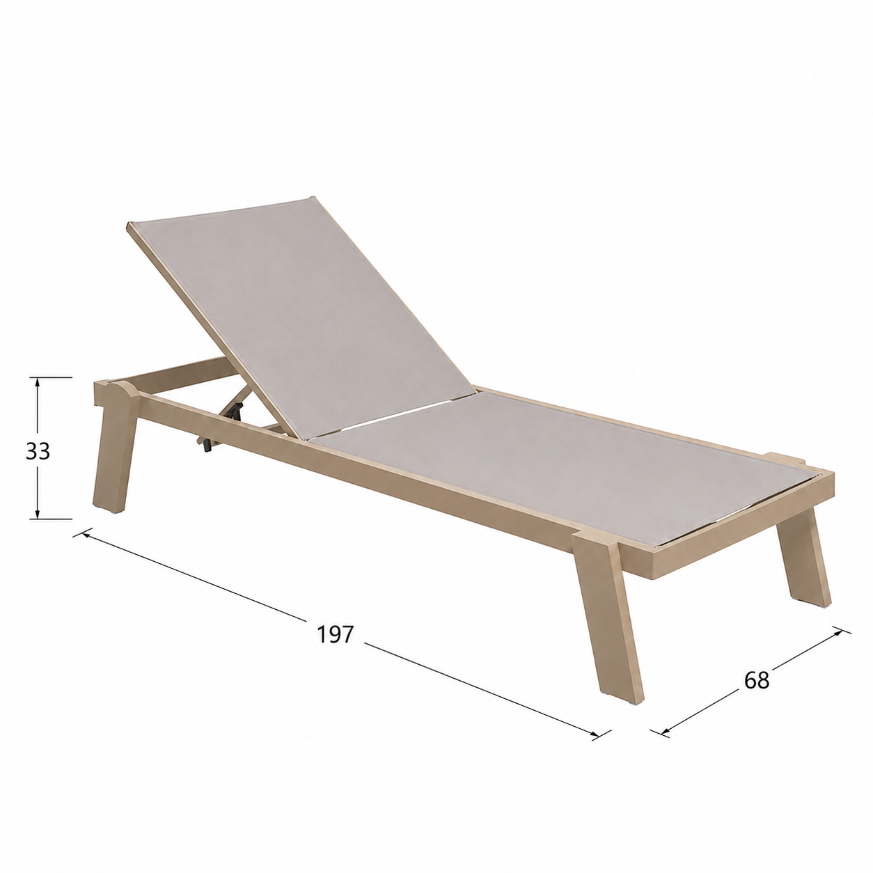 Camastro Reclinable De Tela Para Exteriores Youku Estructura De Aluminio Color Champán