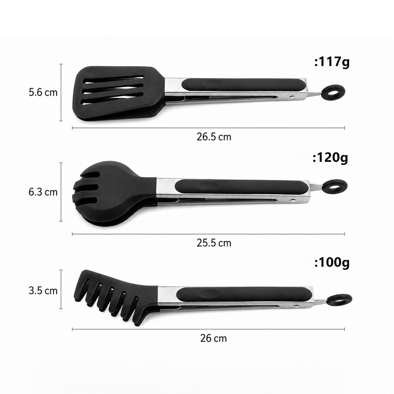 Set de 3 Pinzas de Cocina Multifuncionales con Silicón Vera