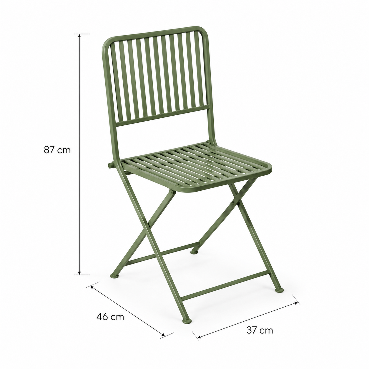 Juego De Bistró Plegable Eileen 3 Piezas – Mesa 60 Cm y 2 Sillas De Acero, 4 Colores