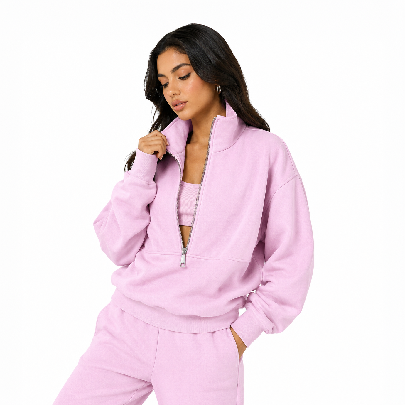 Conjunto deportivo mujer Camelia — sudadera crop y jogger