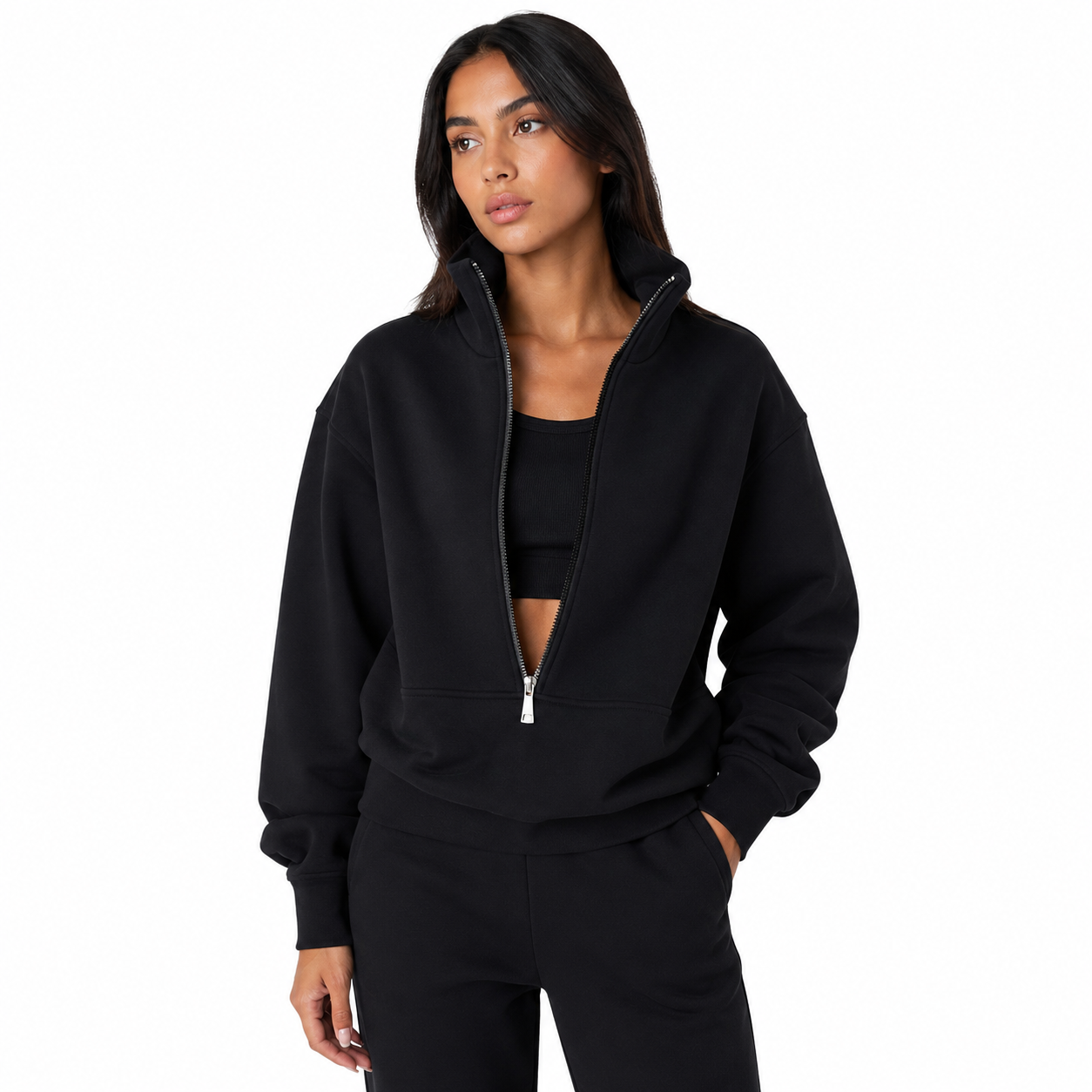 Conjunto deportivo mujer Camelia — sudadera crop y jogger