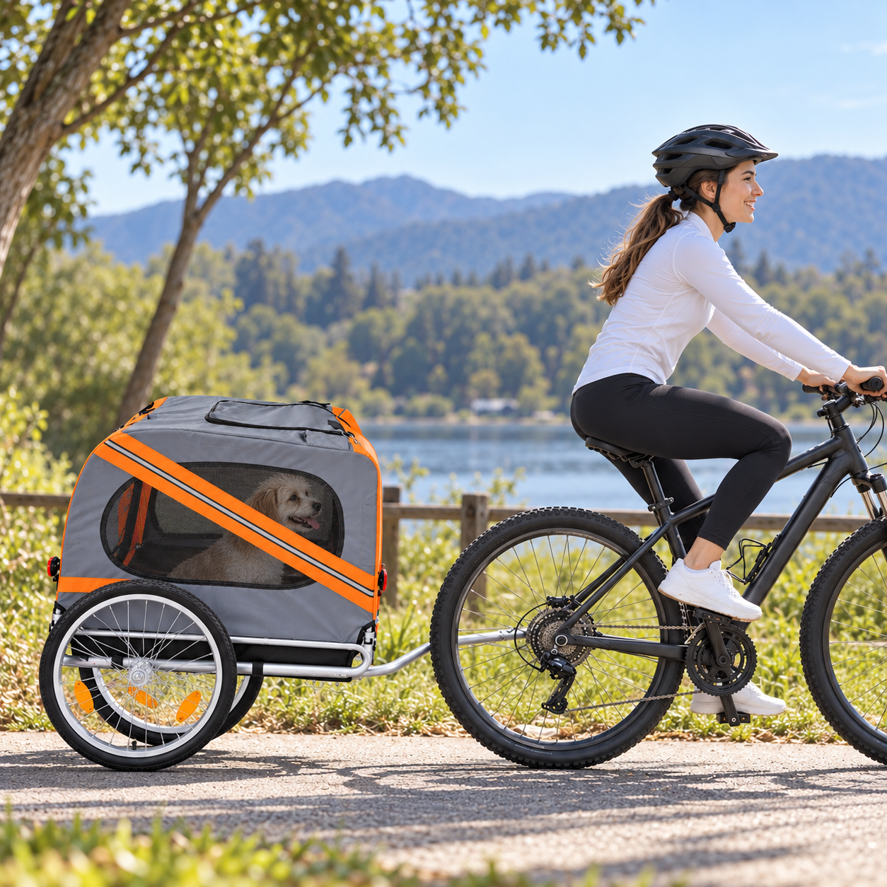 Carrito Transportador De Mascotas Para Bicicleta, Color Naranja/Gris - Banana Way