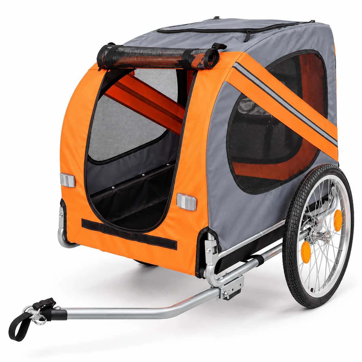 Carrito Transportador De Mascotas Para Bicicleta, Color Naranja/Gris - Banana Way