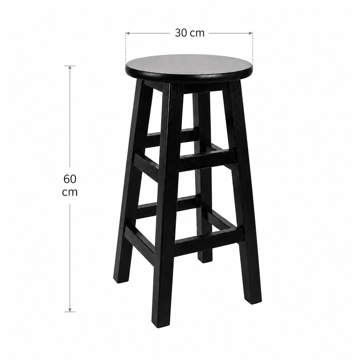 Banco alto Dinorah — asiento redondo, 60 cm de altura.