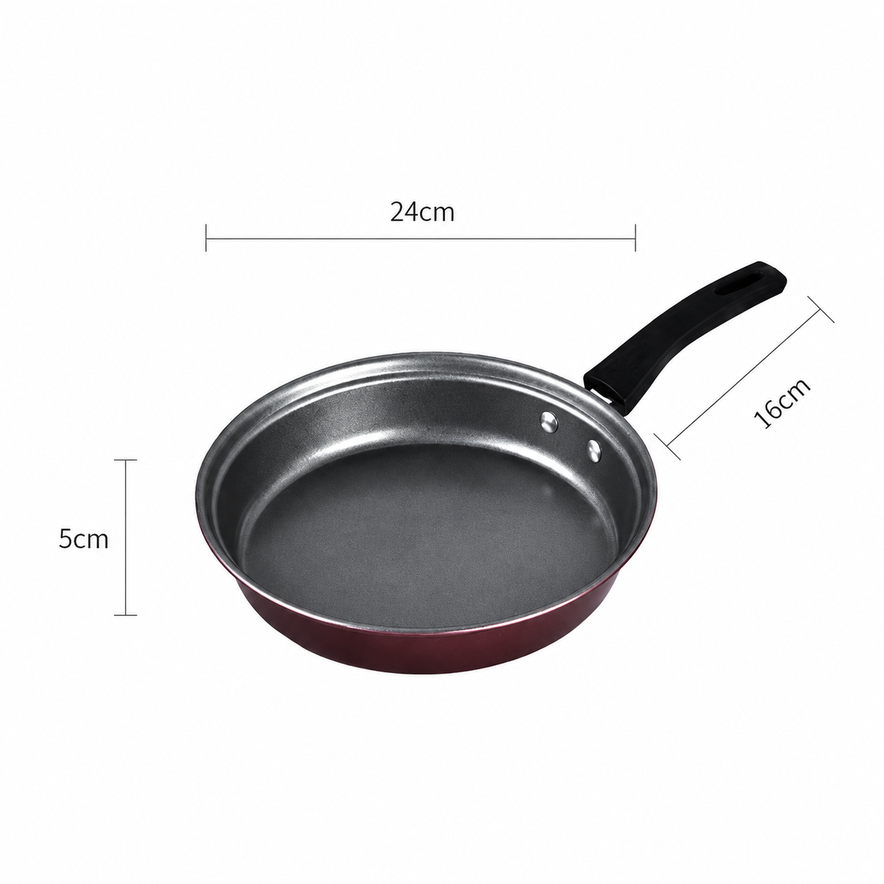 Set de cocina antiadherente 3 piezas Paulette — wok, sartén y tapa de vidrio, color granate.
