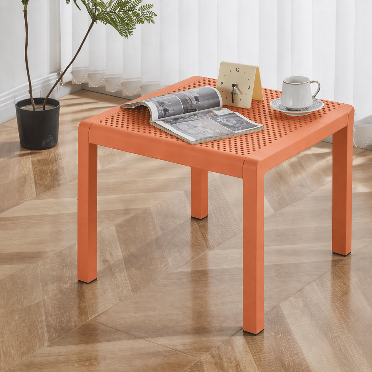 Mesa de Centro Cuadrada de Plástico Steve | 50 x 50 cm | Tapones Antideslizantes