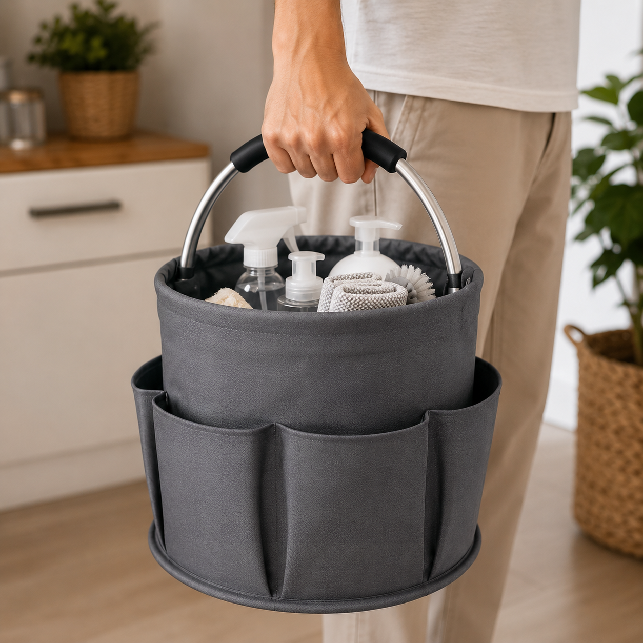 Bolsa organizadora plegable multifuncional Dafna — asa rígida y bolsillos exteriores.