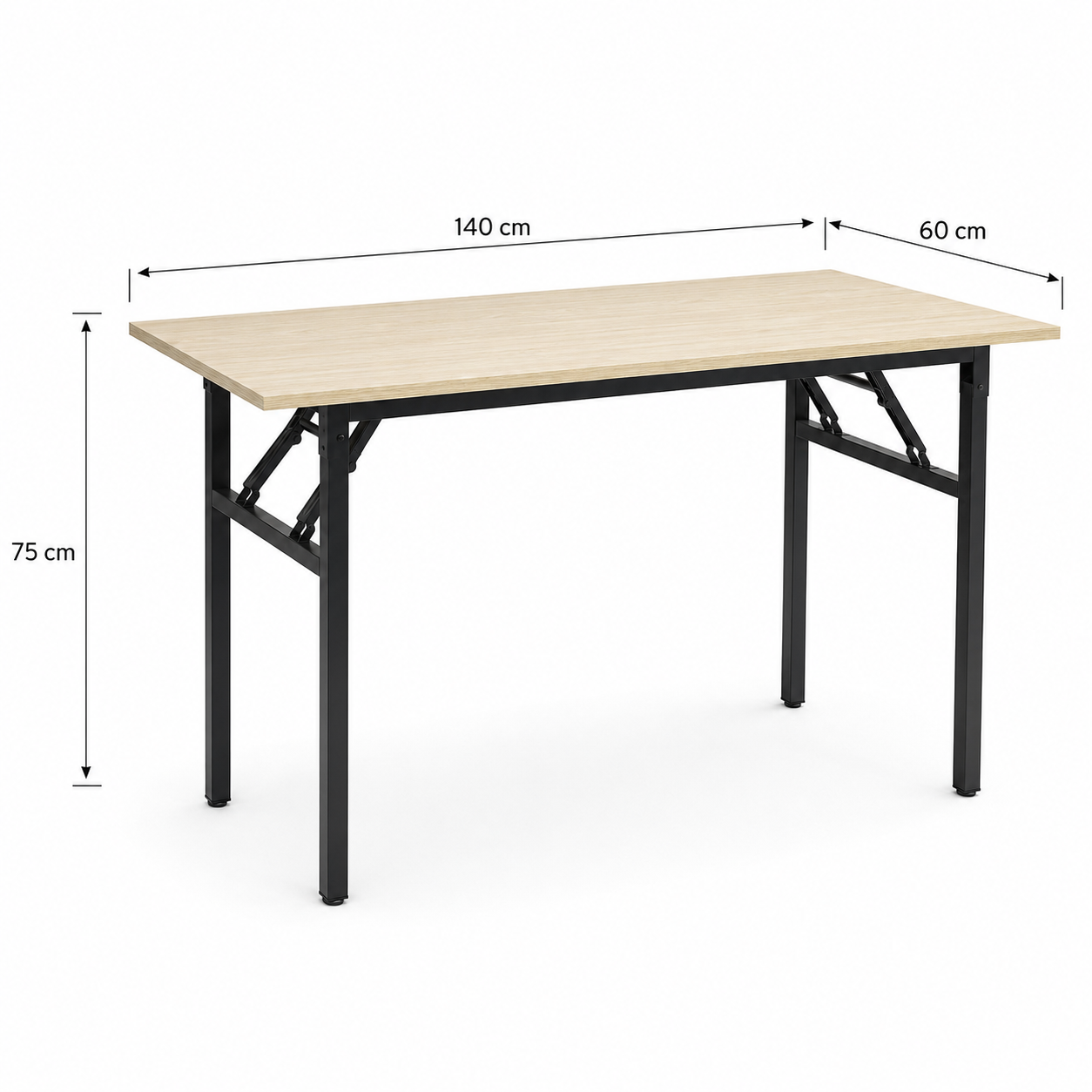 Mesa Plegable Rectangular Halan – Tablero MDF, Estructura De Acero Negro, 3 Tamaños y 2 Colores
