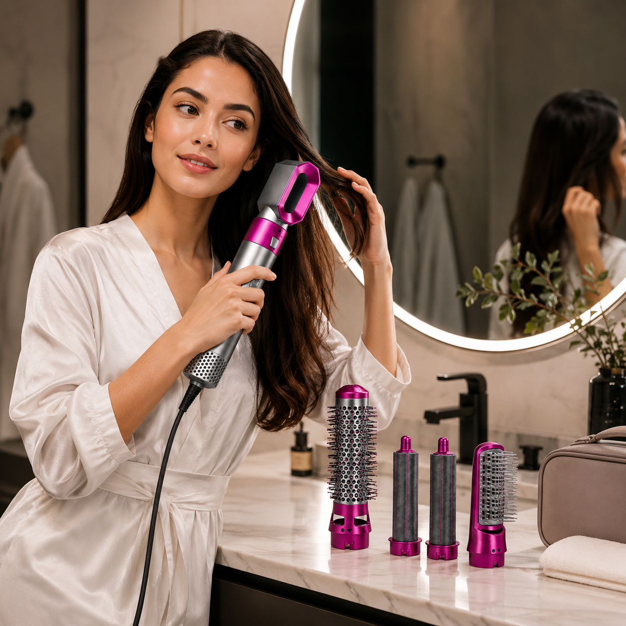 Estilizador de cabello 5 en 1 multifuncional Loreley — seca, riza, alisa y da volumen