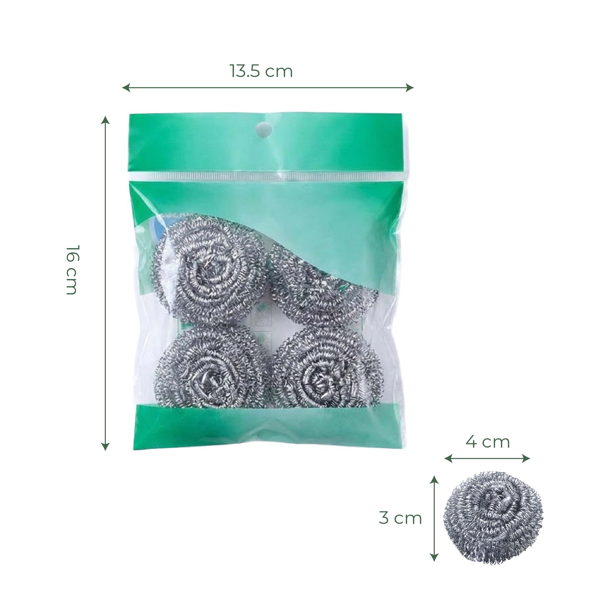 Juego de 4 estropajos en espiral de acero inoxidable - Estropajos de cocina inoxidables