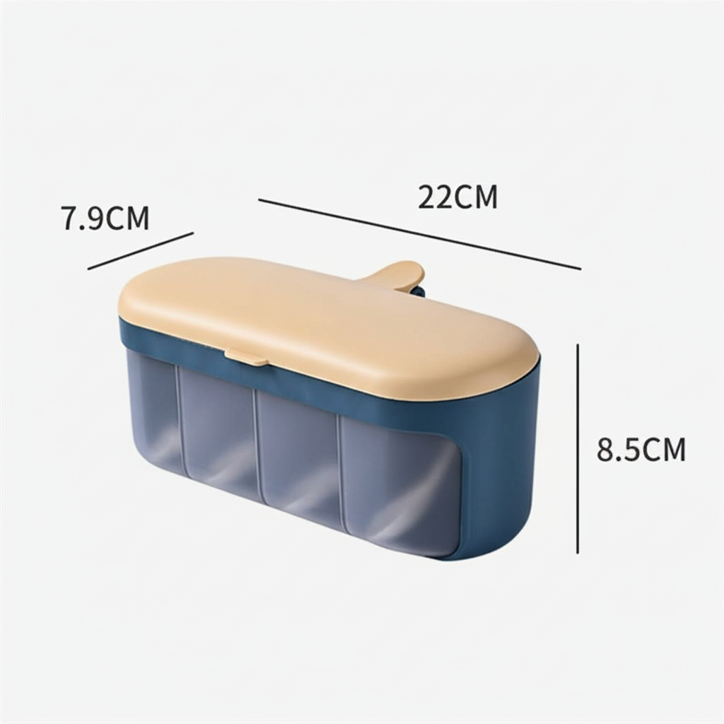 Hanna Caja de especias de 4 compartimentos con cucharas - Organizador de cocina modular