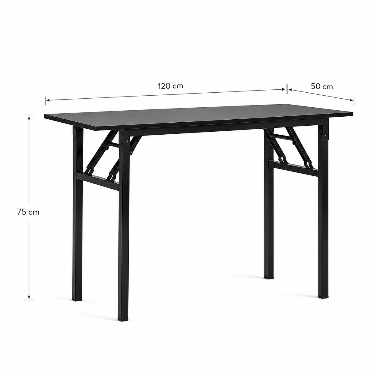 Mesa Plegable Rectangular Halan – Tablero MDF, Estructura De Acero Negro, 3 Tamaños y 2 Colores