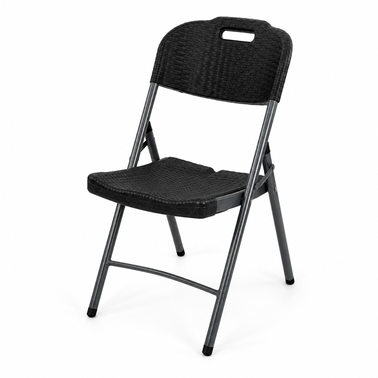 Silla Plegable Zítica con Textura Imitación Ratán | Estructura Metálica | Asa Integrada