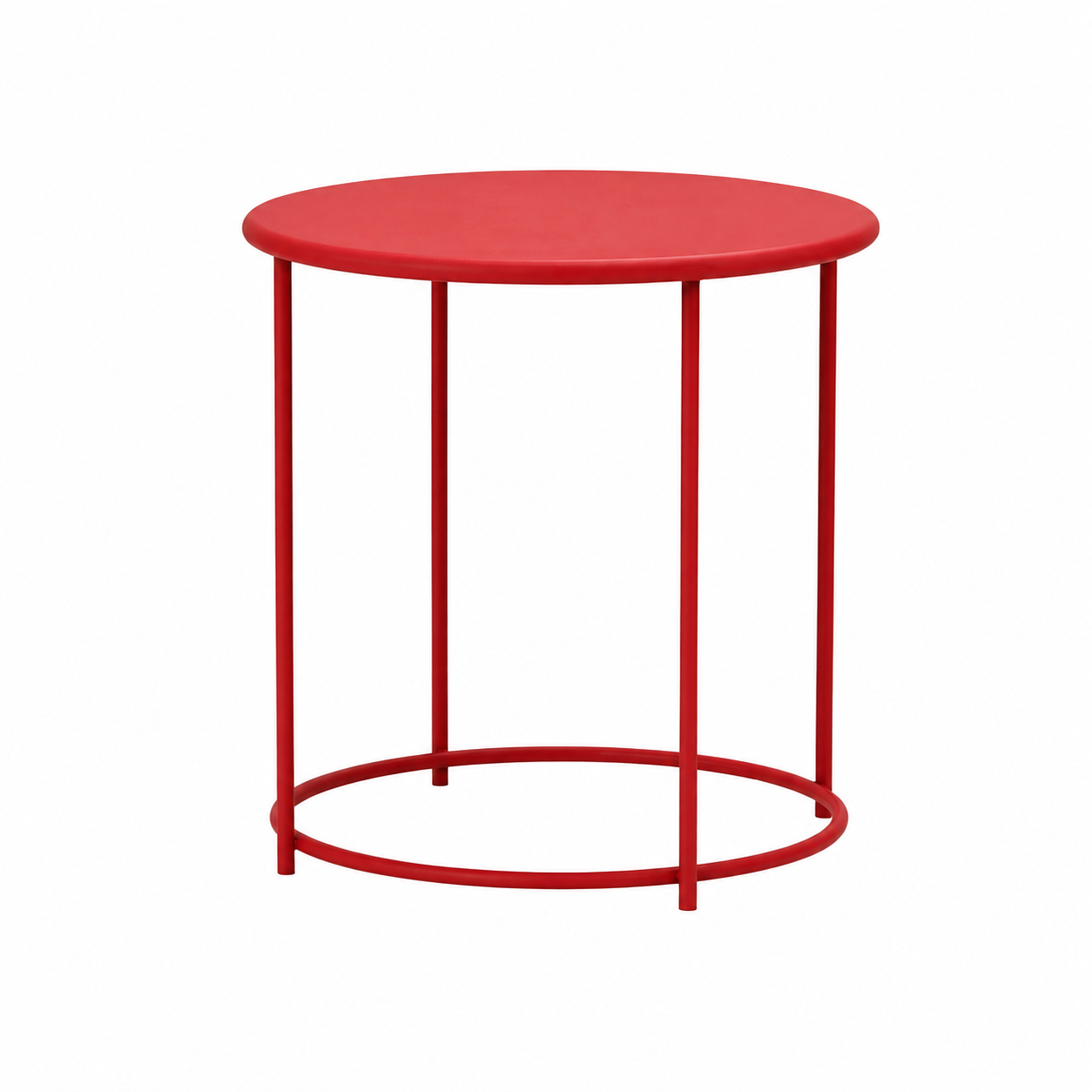 Mesa Auxiliar Redonda Marilyn – Acero, Color Rojo, Tablero 60 Cm, Base Circular