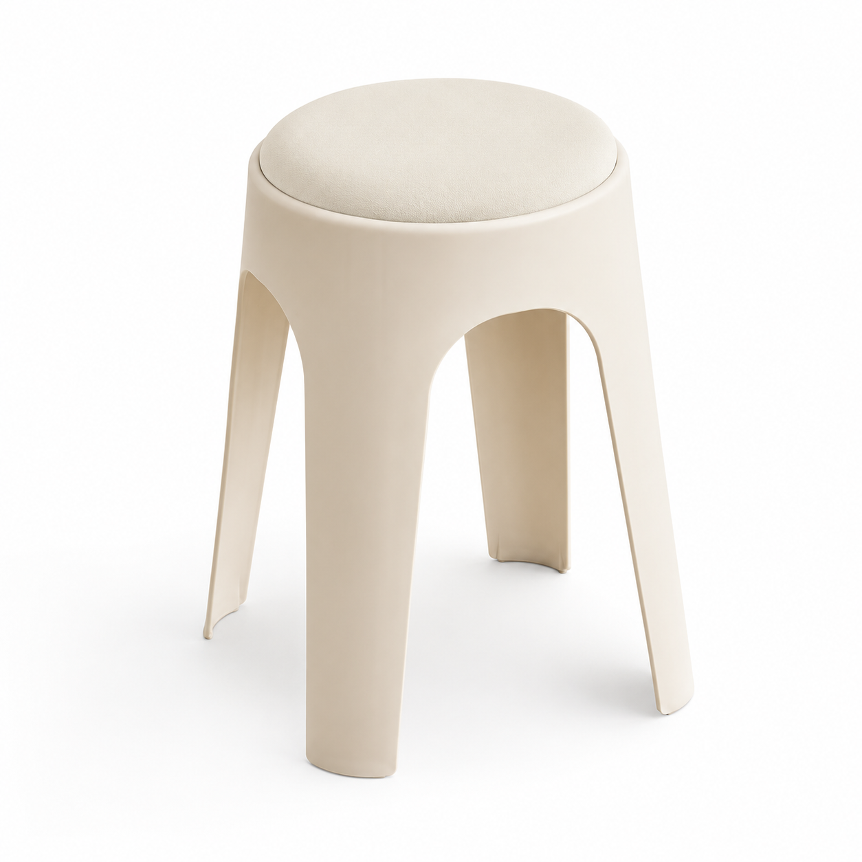 Taburete de plástico tapizado de estilo nórdico, taburete redondo apilable, robusto y resistente, ideal para salones, comedores y como taburete alto para recibir invitados.