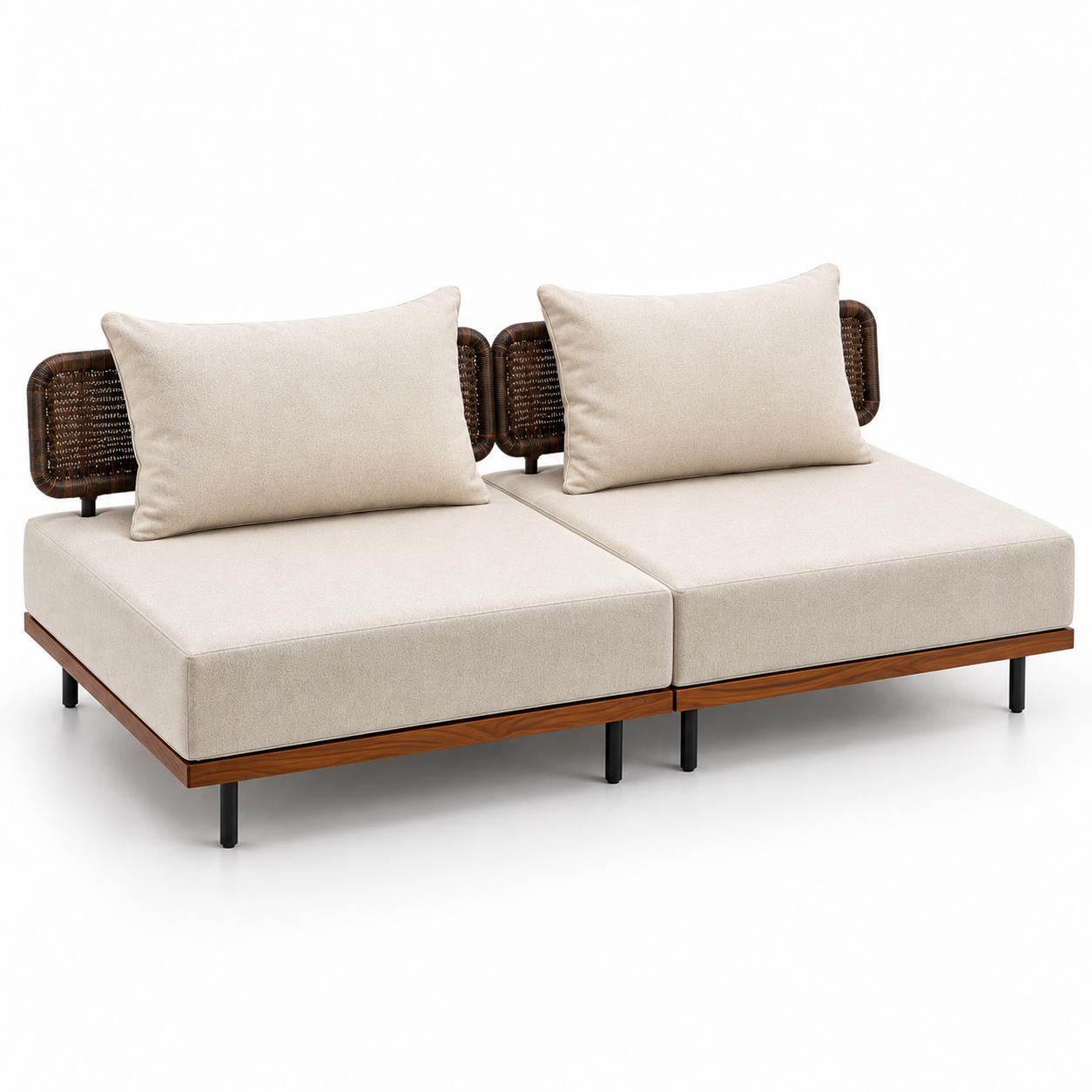 Sillones Modulares para Exterior con Asientos Acolchados y Cojines Coleccion Clash | Beige y Café | CASA PUNTO