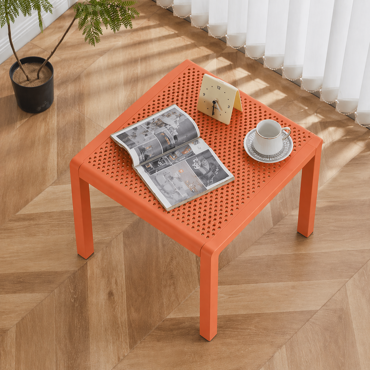 Mesa de Centro Cuadrada de Plástico Steve | 50 x 50 cm | Tapones Antideslizantes
