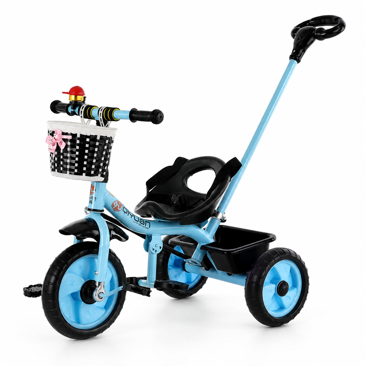 Triciclo Infantil con Manija de Empuje | Asiento con Arnés Canasta
