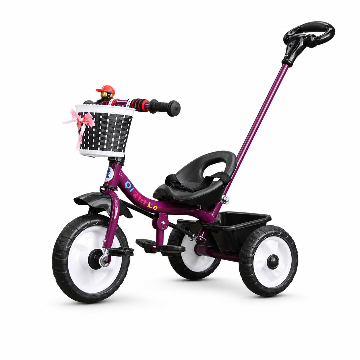 Triciclo Infantil con Manija de Empuje | Asiento con Arnés Canasta