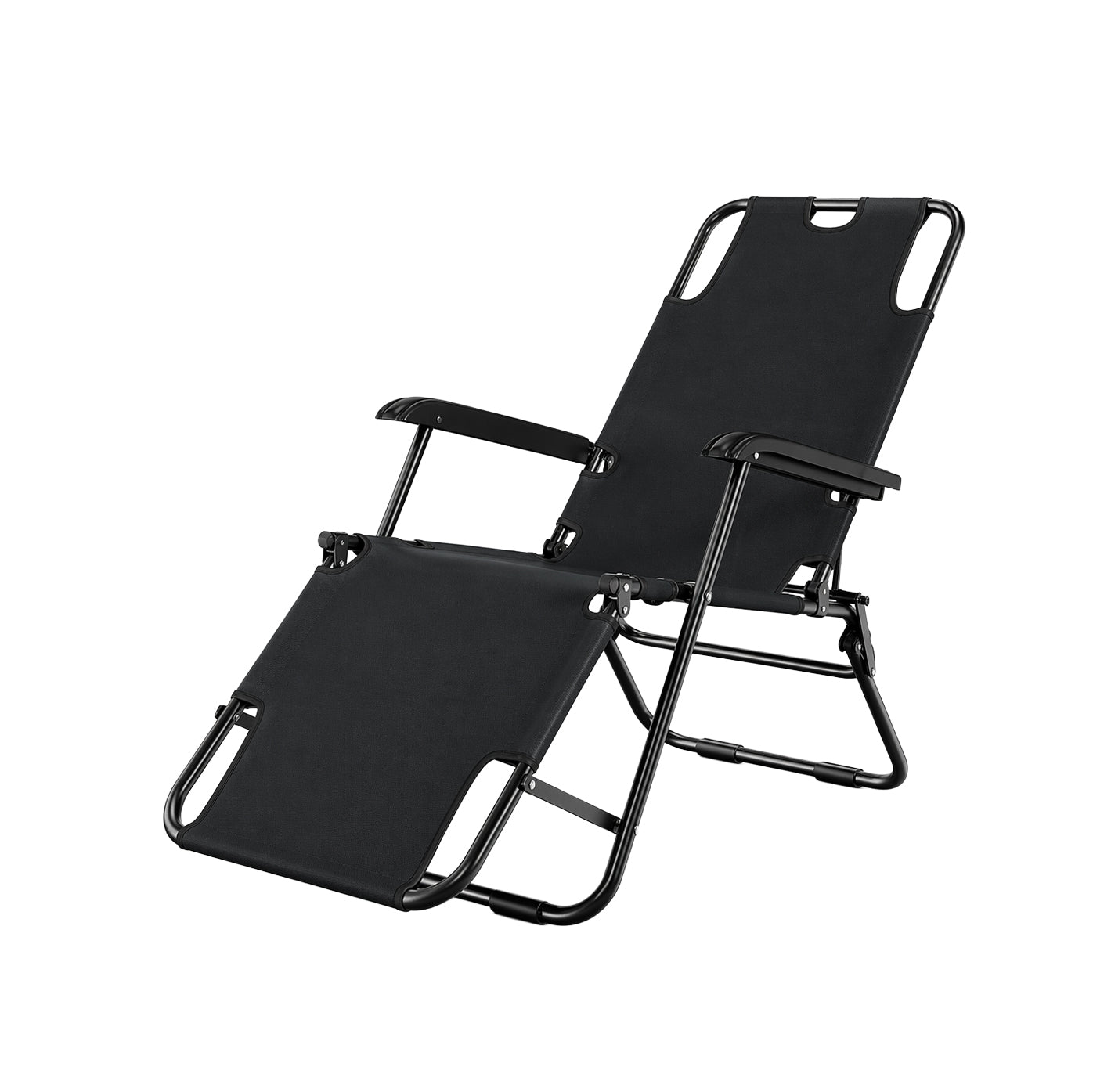 Sillón Reclinable Plegable Kei AC-600 – Tumbona Exterior con Reposapiés Integrado, Textilene, Reposabrazos | Negro