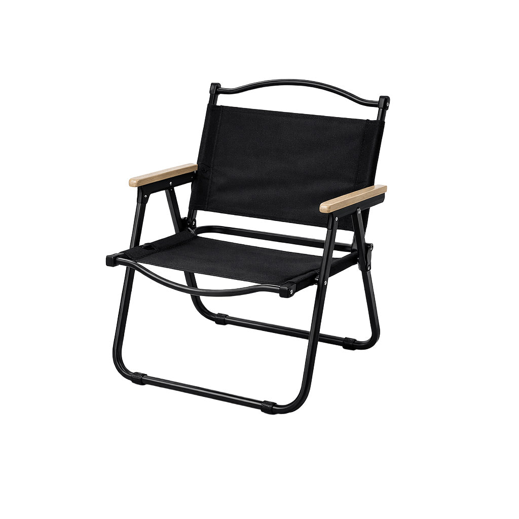 Silla Plegable De Camping Mecaail – Tipo Kermit Tubo Cuadrado, Lona, Reposabrazos De Madera, Negro