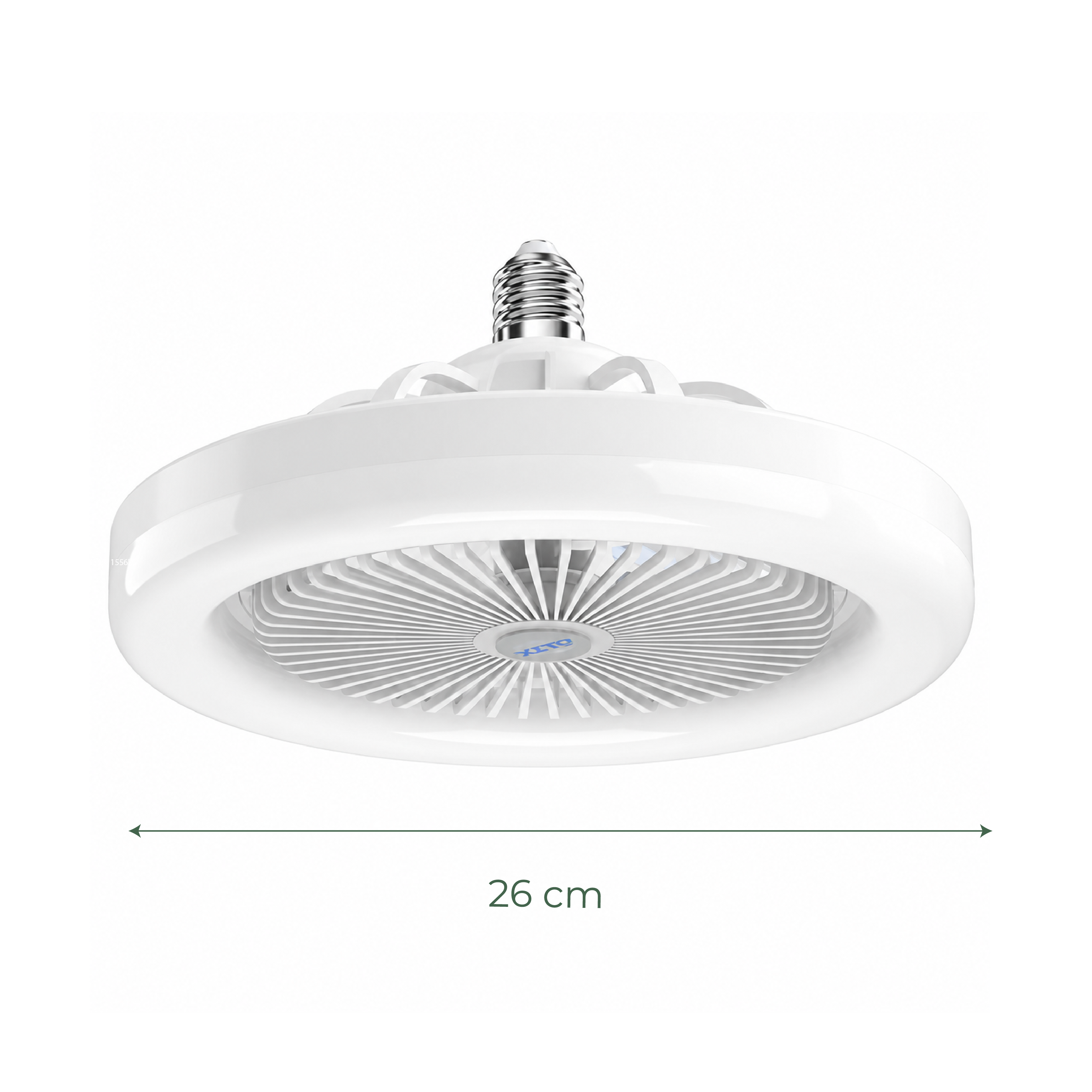 Ventilador de techo con luz LED E27 Dionisio — 30W, triple color, control remoto, 26 cm.